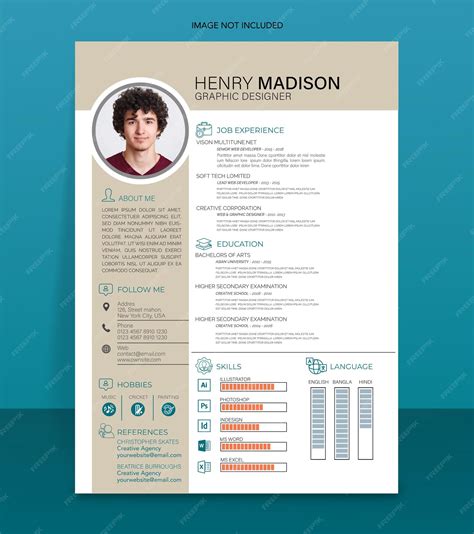 Free vector minimalist cv template with photo space | Premium Vector