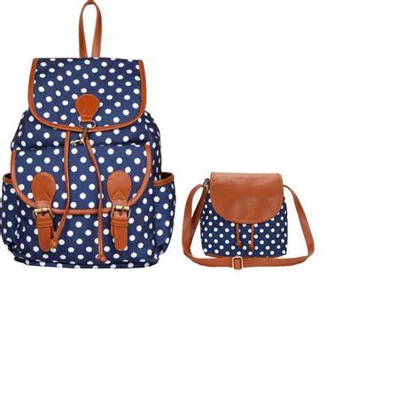 Lychee bags Women Printed Canvas Blue Backpack And Sling Bag Combo Pack ...
