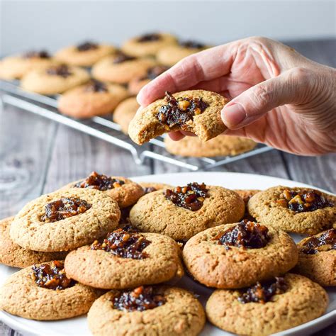 Date Nut Cookies - Decadent Thumbprint Filled - Dishes Delish