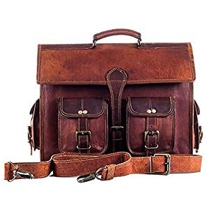 Buy Goatter Leather Brown 16-inch Laptop Sleeves/Briefcase/Messeenger ...