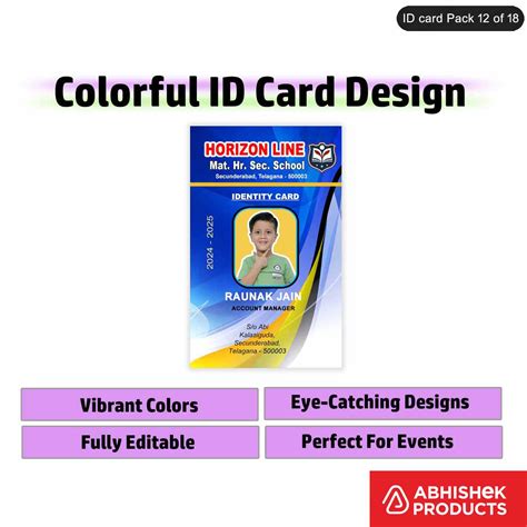 Colorful ID Card PSD Templates - 50 Vibrant Eye-Catching Designs ...