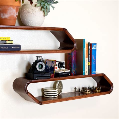 Mid Century Modern Floating Shelf: Bentwood 2-tier Wall Shelves - Etsy ...