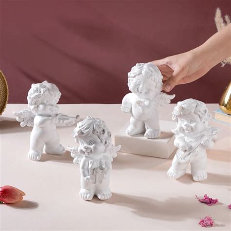 Baby Angel Resin Showpiece White Set Of 4 Online - Premium Decor Object ...