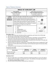 Image result for Angle of Sunlight Lab