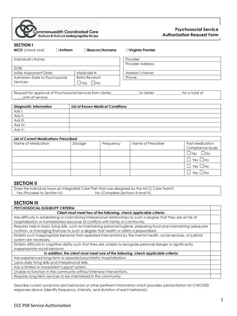 CC PSR Service Authorization Form - Fill Online, Printable, Fillable ...
