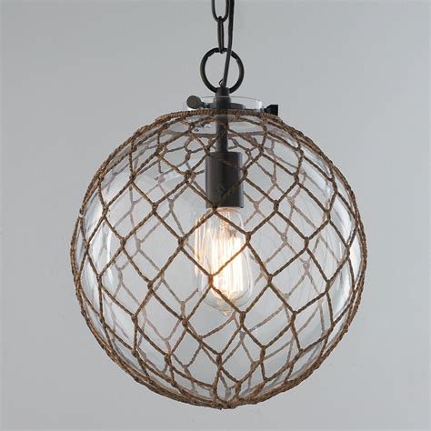 Nautical Rope Pendant Globe clear | Nautical pendant lighting, Rope ...