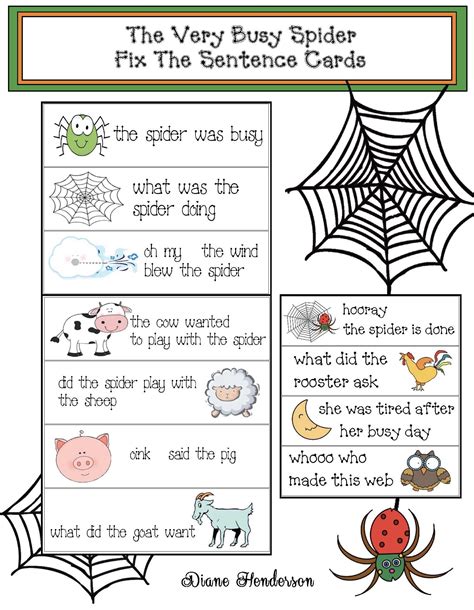 The Very Busy Spider Worksheets