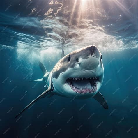 Premium AI Image | Great White Shark Underwater