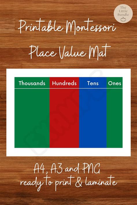 Printable Montessori Place Value Mat, Montessori Mat Montessori Golden ...