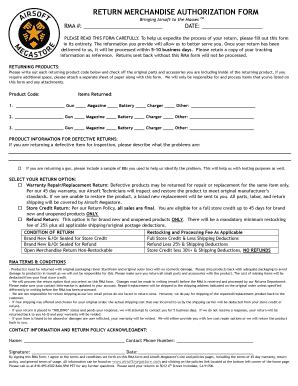 Fillable Online BRETURN MERCHANDISE AUTHORIZATIONb bFORMb Fax Email ...