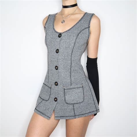 90s COP COPINE Gray Mini Dress (M) | Gray mini dresses, Mod 60s style ...