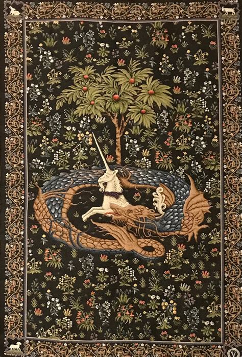 Unicorn Tapestry Licorne Captive in Captivity Medieval Art Decor Wall ...