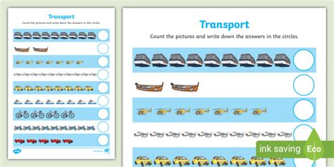 Transportation Counting Worksheet 的图像结果