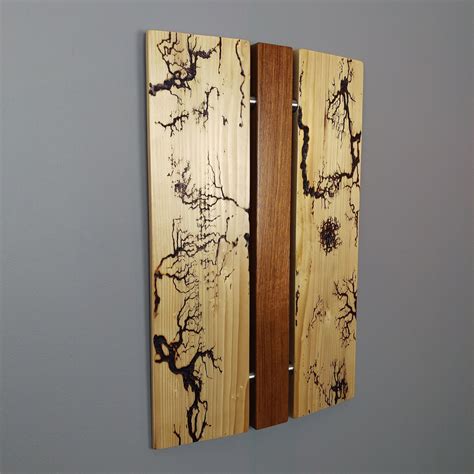 Wood Wall Art, Lichtenberg Wood Burning Art, Pine, Jatoba and Stainless ...