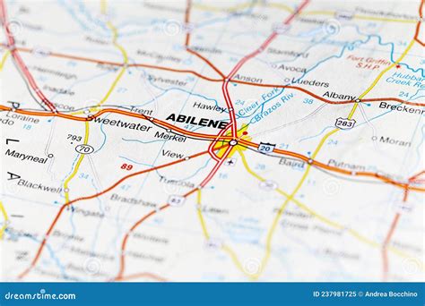 Abilene City Road Map Area. Closeup Macro View Editorial Image - Image ...