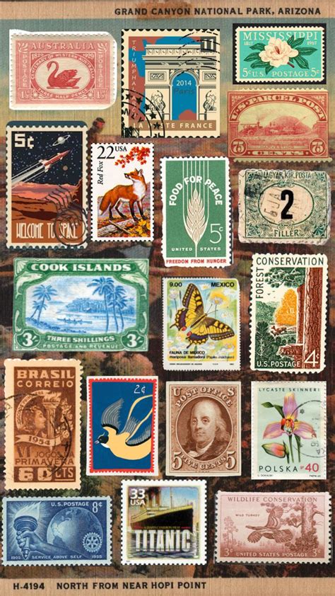 Vintage Stamps Postcard Aesthetic