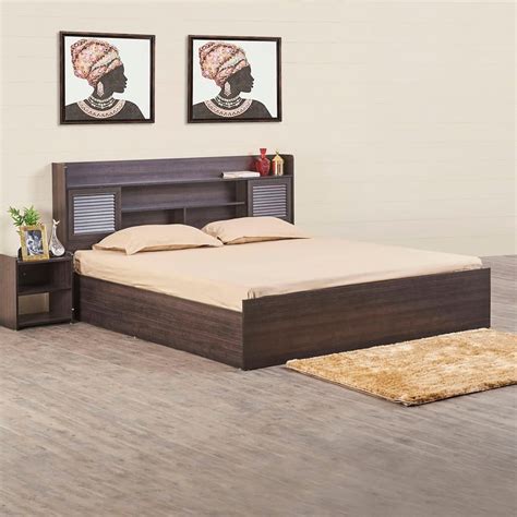 Buy Helios Arvis Monaco King Bed with Box Storage - Brown from Helios ...
