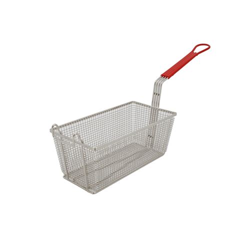 CAC China SPFB-4 Nickel-Plated Fry Basket, with Red Handle, 6-5/8" x 12 ...
