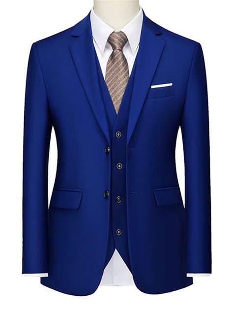 Men's Jacket Blazer Wedding Business Outdoor Pocket Spring Fall Plain ...