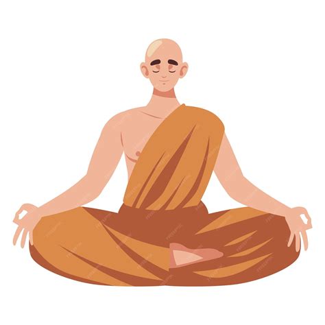Premium Vector | Buddhist monk meditating
