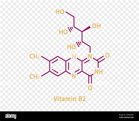 Vitamin B2 chemical formula. Vitamin B2 structural chemical formula isolated on transparent ...