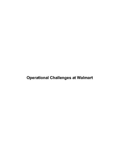 Operational Challenges in Walmart's Operations Management - Studocu