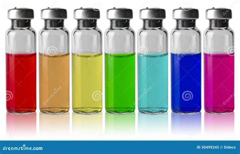 Medical Vials in a Row by Color Spectrum Stock Image - Image of ...