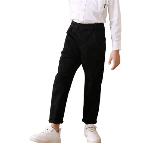 School Pants for Boys Pull On Chino Pants with Pockets Straight Pants ...