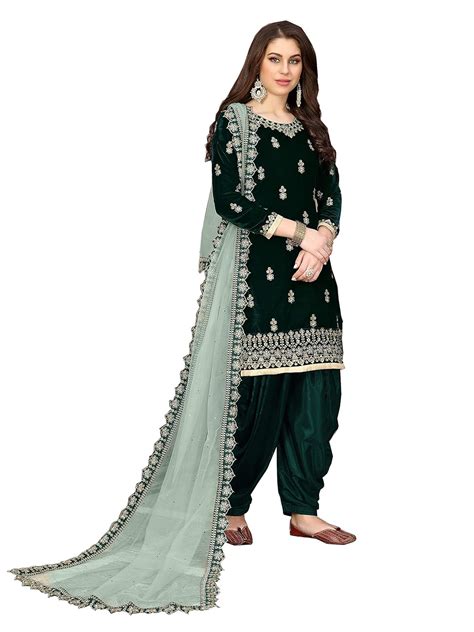 RUDRAPRAYAG Women Velvet Patiala Suit (1802-02_Green_Free Size ...