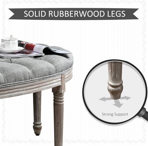 Buy HOMCOM Vintage Semi-Circle Hallway Bench Tufted Upholstered Linen ...
