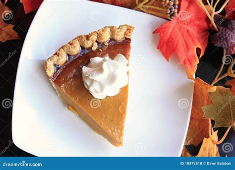 Slice of pumpkin pie stock photo. Image of appetizing - 18372818