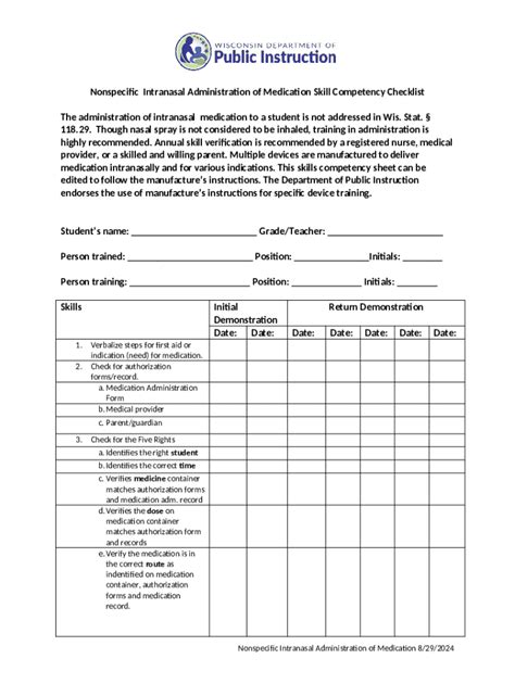 Nonspecific Intranasal Administration of Medication Skill Competency ...