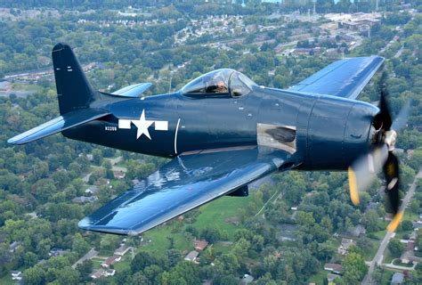 Grumman F8F-1 Bearcat in flight on September 22, 2016. Courtesy of ...