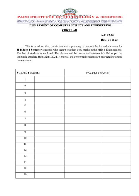 Remedial Classes II-I (22-23) - DEPARTMENT OF COMPUTER SCIENCE AND ...