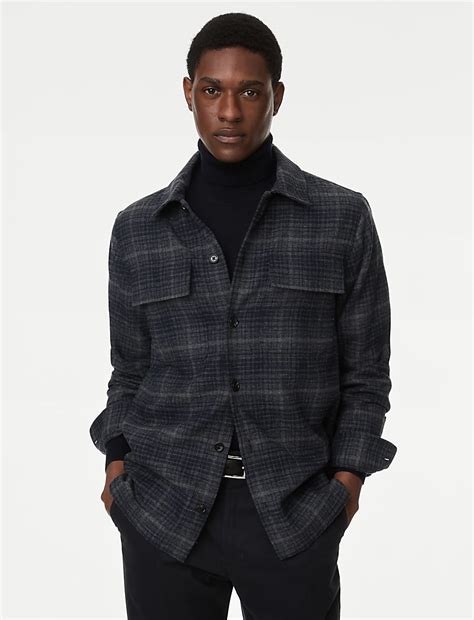 Buy Textured Check Overshirt at Marks & Spencer