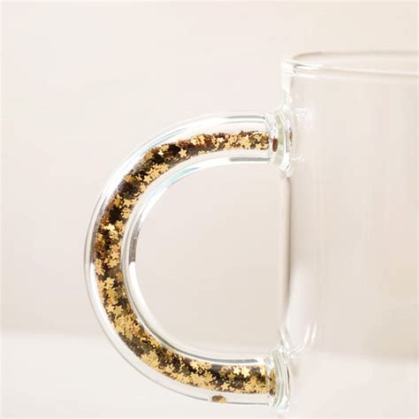 Gold Sparkle Glass Coffee Mug Set Of 2 425ml Online - Premium Coffee ...