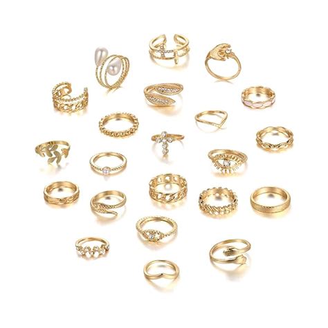 Shining Diva Fashion Set of 22 Latest Stylish Gold Plated Rings for ...