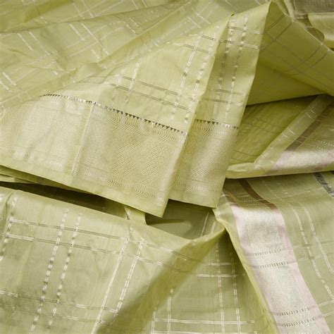 8 X 4 Zari Checked Pista Green Silk Dhoti With Angavastram and Matching ...