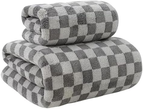 MAXOSHINE Microfiber Towels for Bath-Checkered Bath Towel for Men and ...