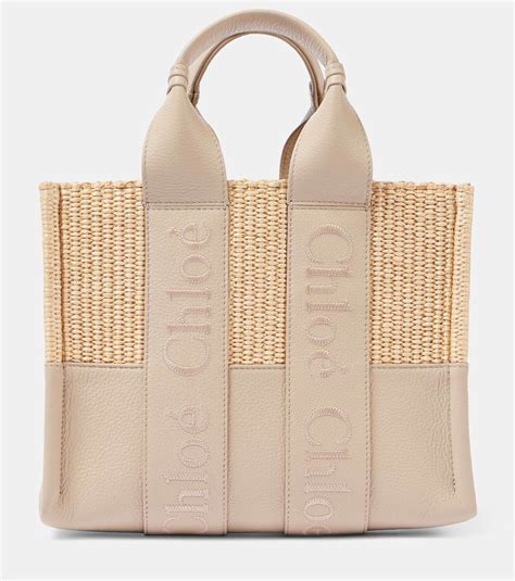 Chloé Woody Small raffia-effect tote bag Chloe