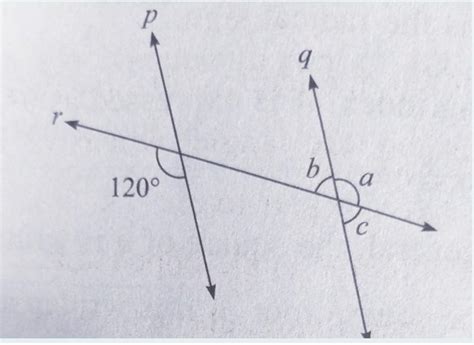 In the figure line p is parallel to line q and line r is transversal ...