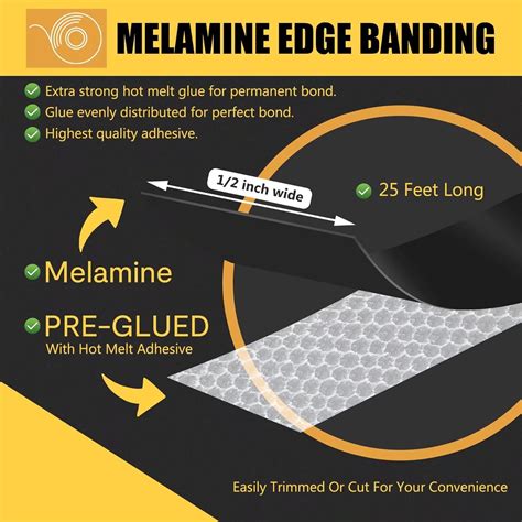 Buy Melamine Edge Banding Black 1/2 X 25 ft Flexible Edge Banding roll ...