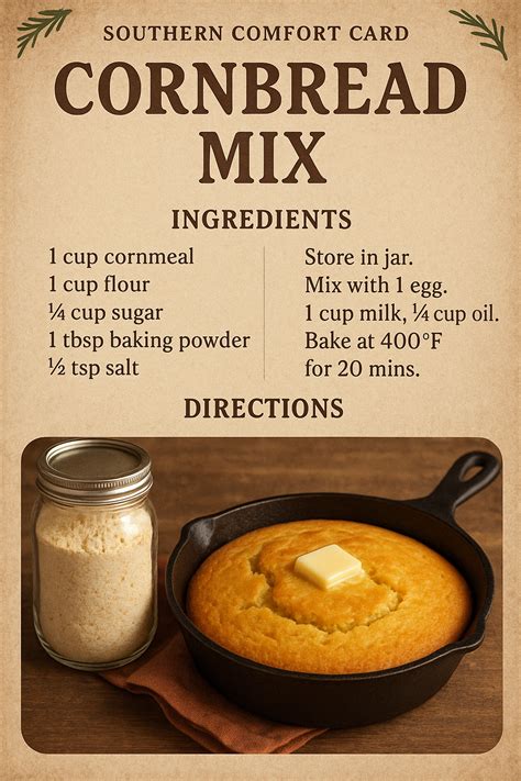 Southern Cornbread Mix in a Jar – Easy Homemade Baking Gift with Simple ...