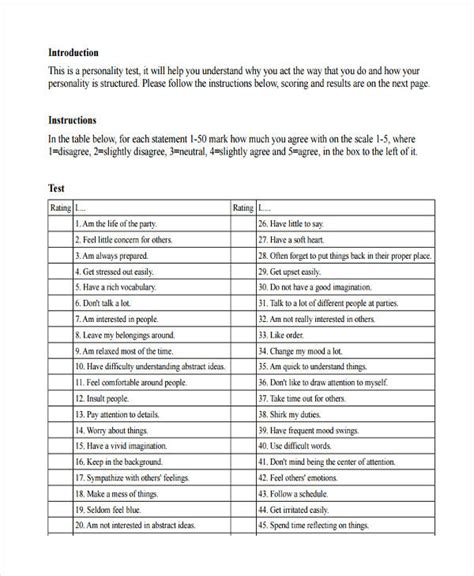 Image result for Personality Questionnaire Examples