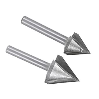 uxcell 60 Degree V-Groove Router Bit Set 16mm and 22mm Dia with 6mm ...