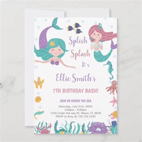 Mermaids Under the sea Invitations | Zazzle | Birthday invitations ...