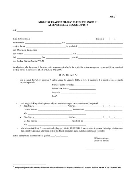 Financial Flow Traceability Module - Modello compilabile vuoto ...