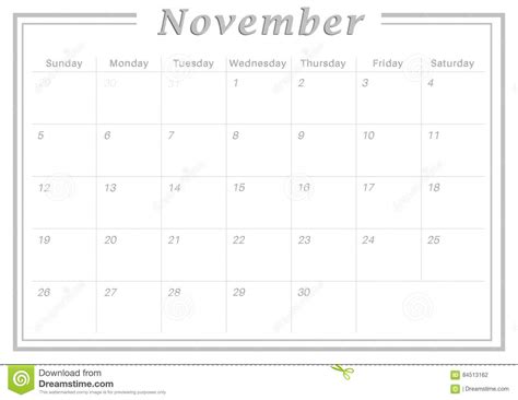 月度日历2017年11月 库存例证. 插画 包括有 月份, 日历, 星期天, 空白, 灰色, 星期一, 教育 - 84513162