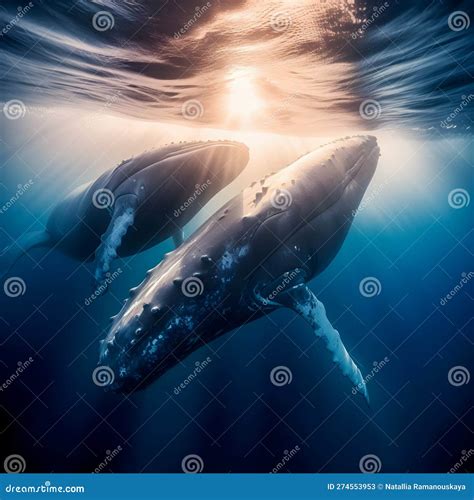 Baby Humpback Whale Breaching At Golden Hour Stock Photography ...