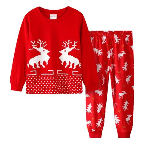 Little Boys Girls Christmas Pajamas Set Cute Casual Prints Long Sleeve ...